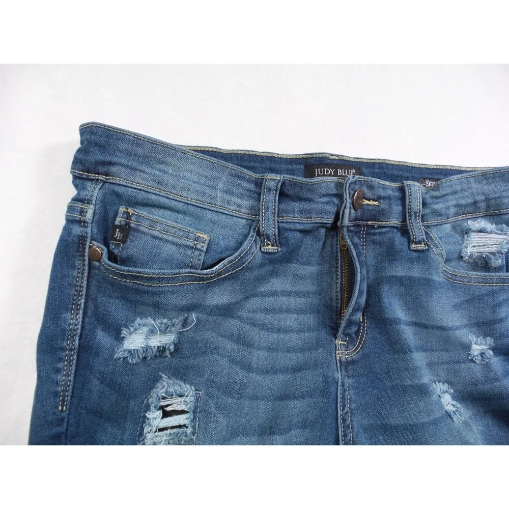 Judy Blue‎ Jeans Womens Size 11/30 Blue Denim Janette Camo Patch Skinny Fit